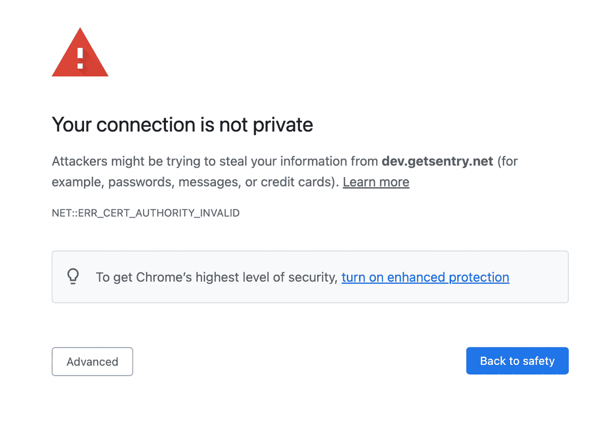 your connection is not private example